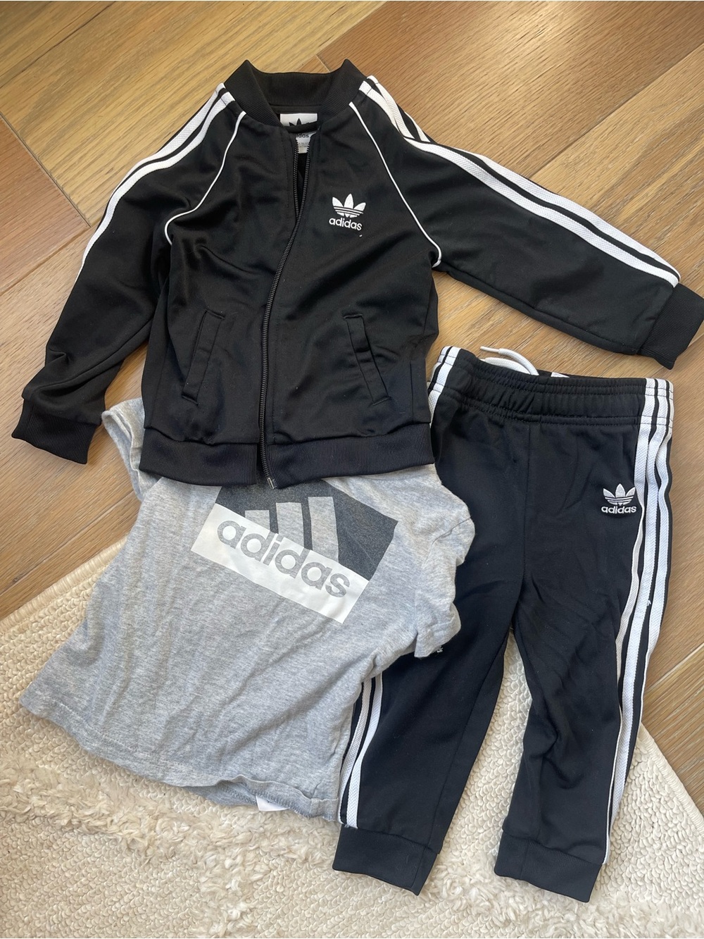 adidas Black Toddler Track Jacket and Pants Set
